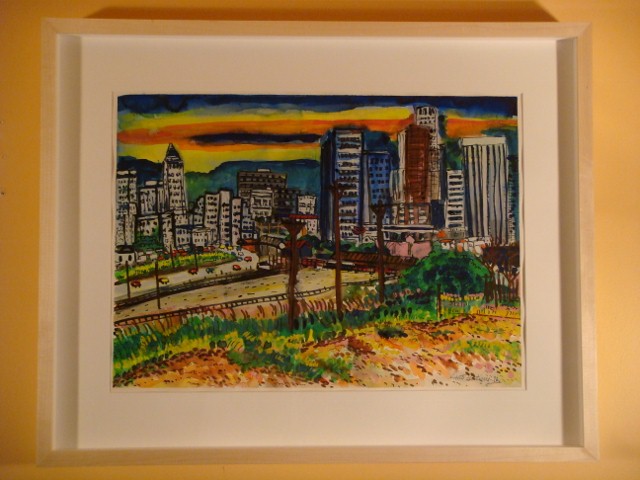 Original painting of L.A. cityscape by ROBERTO GUTIERREZ